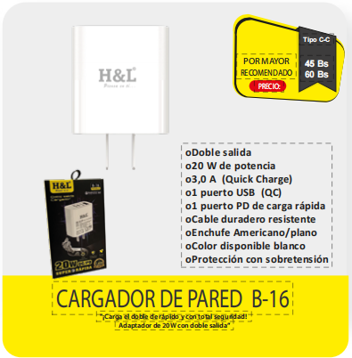 CARGADOR DE PARED B16