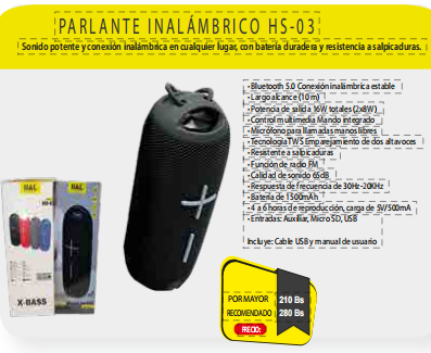 parlantes inalambrica HS03