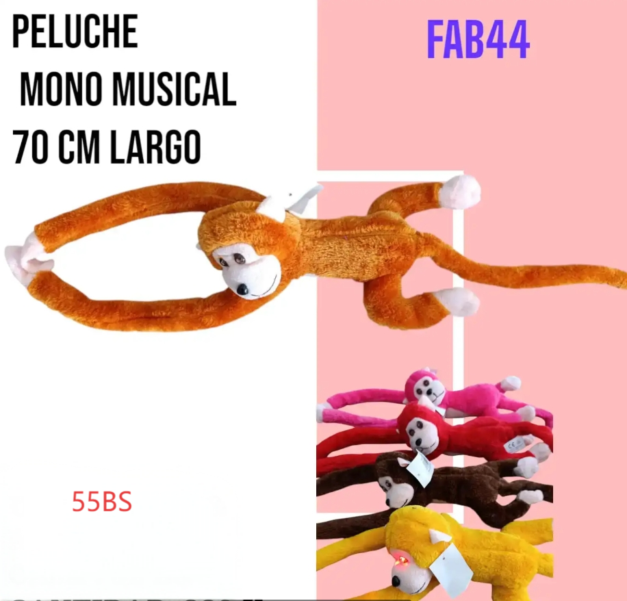 PELUCHE MONO MUSICAL 70 CM LARGO-FAB44